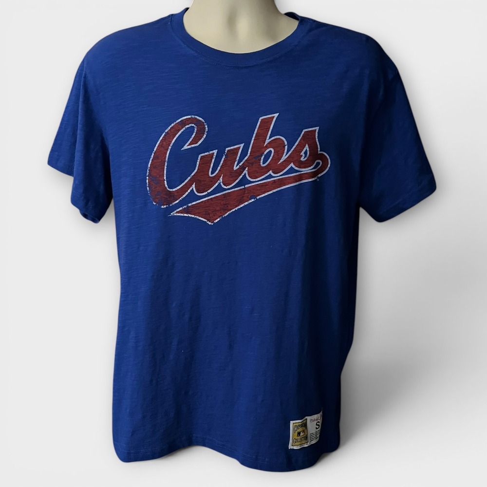 MITCHELL & NESS Blue Chicago Cubs Cooperstown Collection Short Sleeve T-Shirt